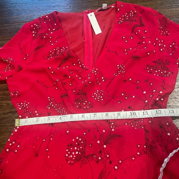 NWT Madewell Sz 0 Hazelwood Wrap-Front Mini Dress in Windswept Floral Red - Picture 10 of 15